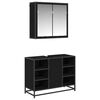 vidaXL Juego de muebles de ba&ntilde;o 2 pcs Roble Negro Madera de ingenier&iacute;a