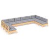 vidaXL Juego de muebles de jard&iacute;n 10 pzas y cojines madera maciza pino