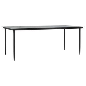 vidaXL Mesa comedor jard&iacute;n acero y vidrio templado negro 200x100x74 cm