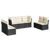 vidaXL Set de comedor de jard&iacute;n 7 pzas y cojines rat&aacute;n sint&eacute;tico negro