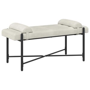 vidaXL Banco con Botones y Cojines Crema 110 x 40 x 46 cm Terciopelo