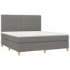 vidaXL Cama box spring colch&oacute;n y luces LED tela gris oscuro 160x200 cm
