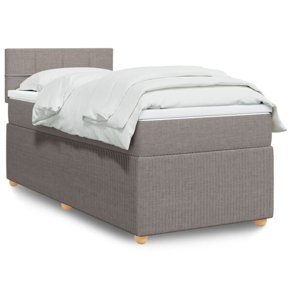 vidaXL Cama box spring con colch&oacute;n tela gris taupe 90x200 cm