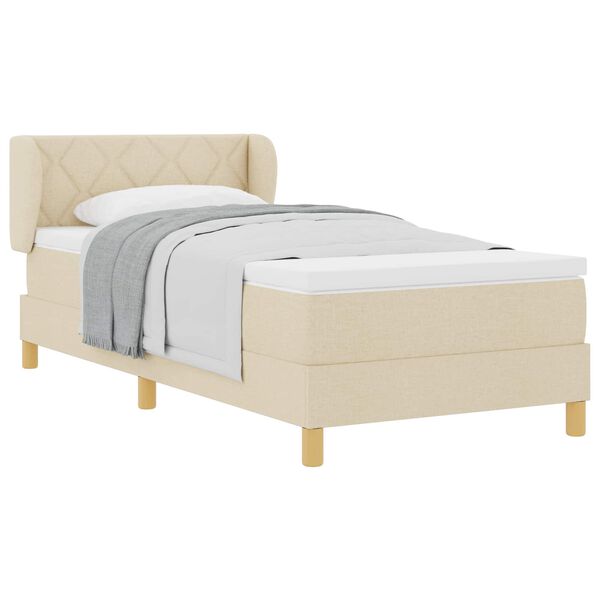 vidaXL Cama tipo Box Spring con colch&oacute;n Crema 100 x 200 cm tela