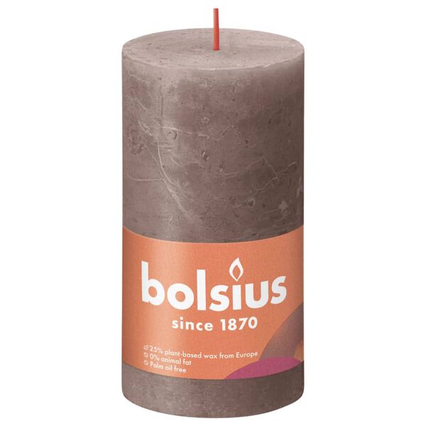 Bolsius Velas r&uacute;sticas Shine 4 unidades gris pardo r&uacute;stico 130x68 mm
