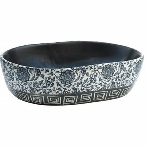 vidaXL Lavabo sobre encimera ovalado cer&aacute;mica negro y azul 47x33x13 cm