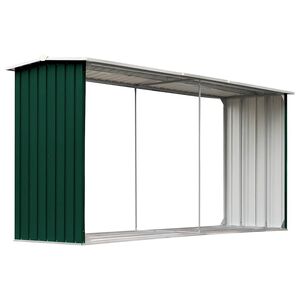 vidaXL Casetilla para leña acero galvanizado verde 30x92x153 cm