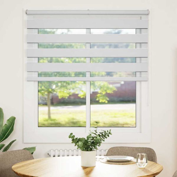 vidaXL Estor cebra blanco 125x100 cm tejido ancho 120,9 cm poliéster