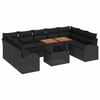 vidaXL Conjunto de sof&aacute; de jard&iacute;n 10 pcs Negro Polirat&aacute;n
