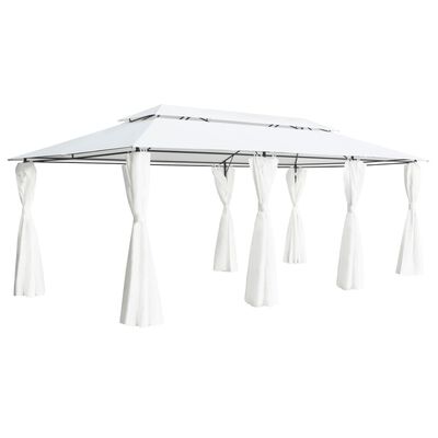 vidaXL Cenador con cortinas 600x298x270 cm blanco 180g/m²