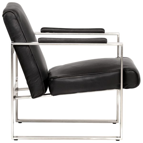vidaXL Sill&oacute;n de cuero aut&eacute;ntico negro 60x73x77 cm