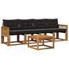 vidaXL Conjunto de sof&aacute;s de exterior con coj&iacute;n 5 pcs Natural y negro