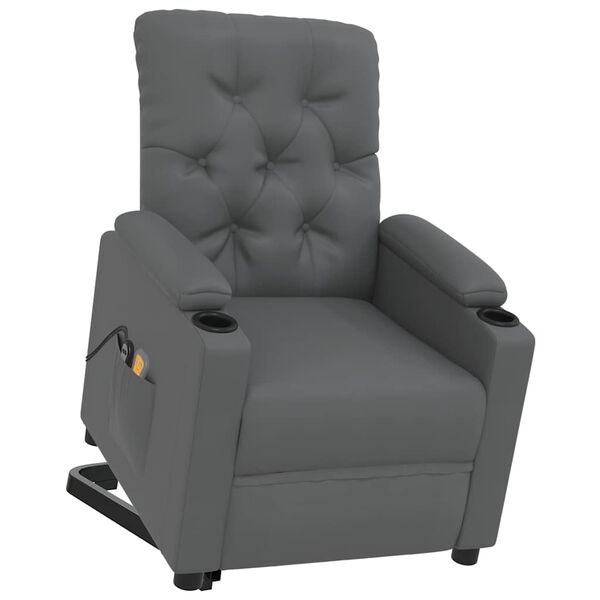 vidaXL Sill&oacute;n de masaje elevable cuero sint&eacute;tico gris