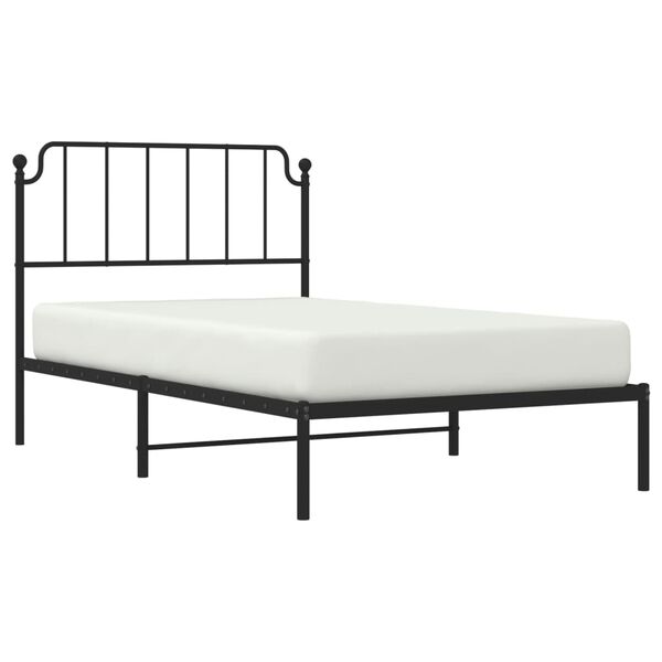 vidaXL Estructura cama sin colch&oacute;n con cabecero metal negro 107x203 cm