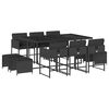 vidaXL Set de comedor jard&iacute;n 11 pzas con cojines rat&aacute;n sint&eacute;tico negro