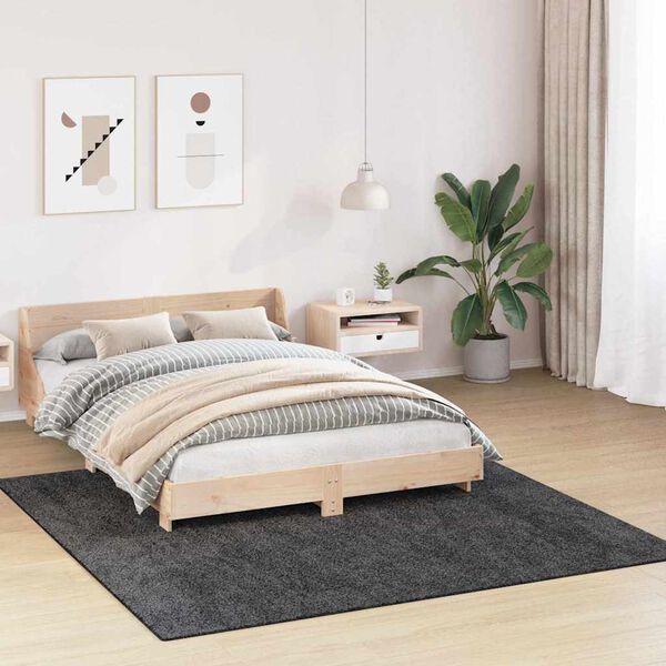 vidaXL Alfombra Shaggy Antideslizante Gris oscuro 200 x 200 cm PP