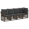 vidaXL Conjunto de sof&aacute;s de jard&iacute;n 4 uds. Gris rat&aacute;n sint&eacute;tico
