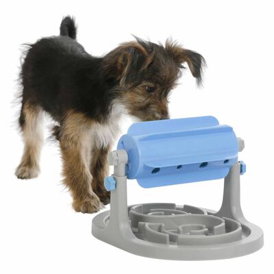 Kerbl Comedero de perros giratorio anti-ahogo azul y gris