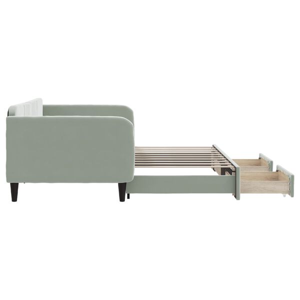 vidaXL Sofá cama nido con cajones terciopelo gris claro 90x190 cm