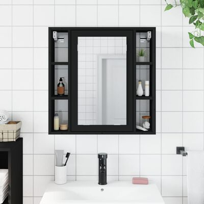 vidaXL Armario con espejo de baño madera ingeniería negro 60x16x60 cm