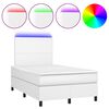 vidaXL Cama box spring colch&oacute;n y LED cuero sint&eacute;tico blanco 120x190 cm