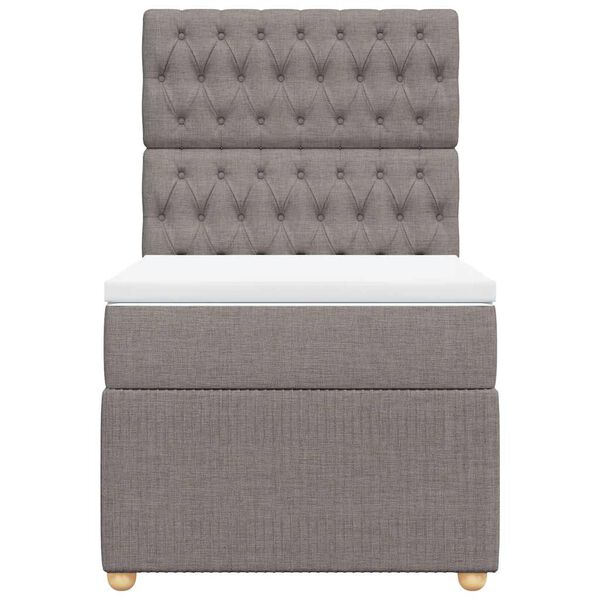 vidaXL Cama box spring con colch&oacute;n tela gris taupe 80x200 cm