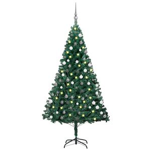 vidaXL &Aacute;rbol de Navidad preiluminado con luces y bolas verde 150 cm
