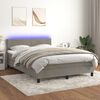 vidaXL Cama box spring colch&oacute;n y LED terciopelo gris claro 140x200 cm