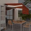 vidaXL Toldo manual retr&aacute;ctil con persiana y LED naranja y marr&oacute;n 4x3m