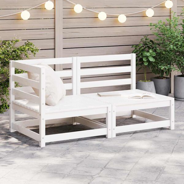 vidaXL Set de salón de jardín de 2 piezas blanco madera maciza de pino
