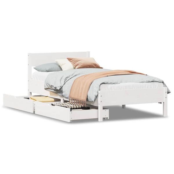 vidaXL Estructura de cama sin colchón madera maciza blanca 75x190 cm