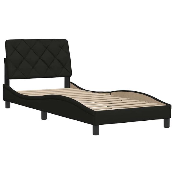 vidaXL Estructura de cama sin colch&oacute;n tela negro 90x200 cm