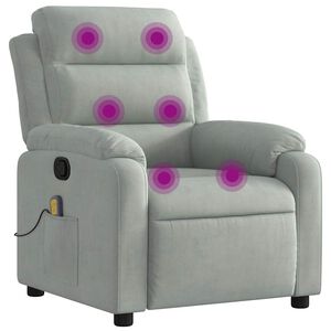 vidaXL Sill&oacute;n reclinable de masaje terciopelo gris claro