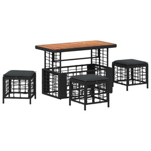 vidaXL Conjunto de Comedor de Jard&iacute;n con coj&iacute;n 4 pcs Negro y Gris