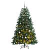 vidaXL &Aacute;rbol de Navidad artificial con bisagras 300 LED y bolas 210 cm