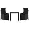 vidaXL Conjunto de Comedor de Jard&iacute;n 3 pcs Negro rat&aacute;n sint&eacute;tico