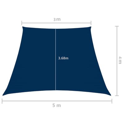 vidaXL Toldo de vela trapezoidal de tela oxford azul 3/5x4 m