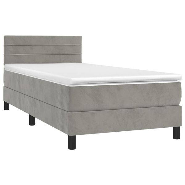 vidaXL Cama box spring con colch&oacute;n terciopelo gris claro 100x200 cm