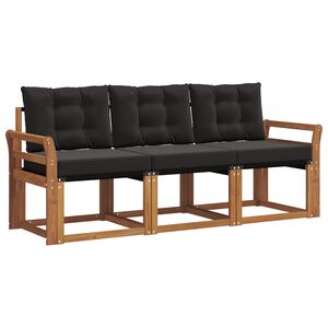 vidaXL Conjunto de sof&aacute;s de exterior 3 uds. Natural y negro