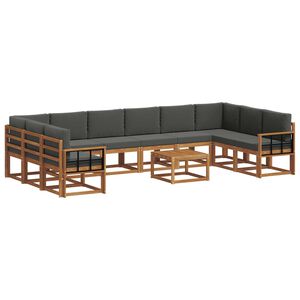 vidaXL Conjunto de sof&aacute;s de exterior 11 pcs Natural y Antracita