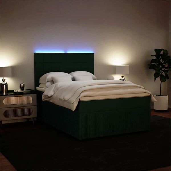 vidaXL Cama box spring con colch&oacute;n terciopelo verde oscuro 140x200 cm