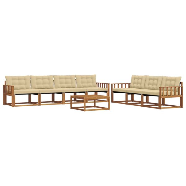 vidaXL Conjunto de sof&aacute;s de exterior con coj&iacute;n 8 pcs Natural y Beige