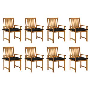 vidaXL Sillas de jard&iacute;n con cojines 8 uds madera maciza de acacia