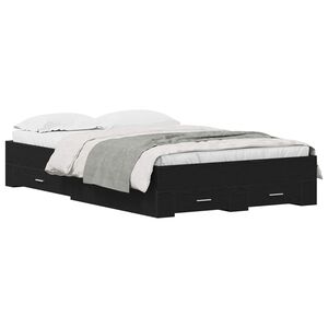 vidaXL Estructura de cama con caj&oacute;n Roble Negro 120 x 190 cm