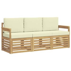 vidaXL Juegos de sof&aacute;s 3 uds. Blanco y Crema Polyester