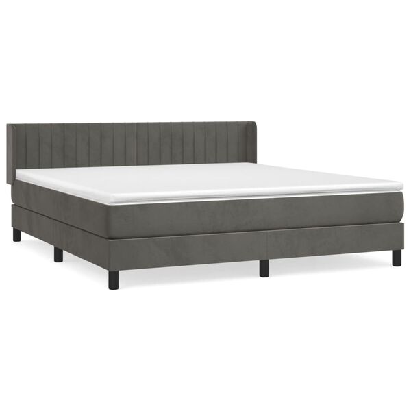 vidaXL Cama box spring con colch&oacute;n terciopelo gris oscuro 160x200 cm