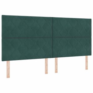 vidaXL Cama Box Spring LED con colch&oacute;n Verde oscuro 200 x 200 cm tela