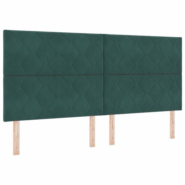 vidaXL Cama Box Spring LED con colch&oacute;n Verde oscuro 200 x 200 cm tela