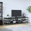 vidaXL Mueble de TV metal y madera contrachapada negro 200x30x50 cm