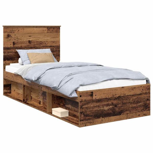 vidaXL Estructura de cama con cabecera Madera vieja 90 x 190 cm